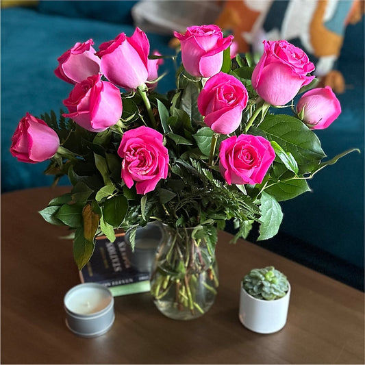 Long Stem Pink Rose Bouquet – Gibney-sims Flowers, Hannibal MO