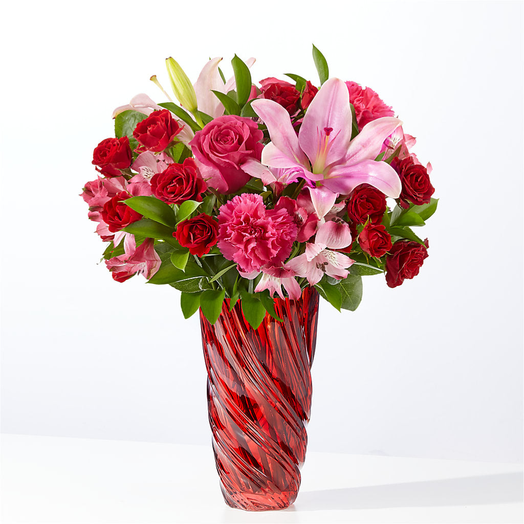 In Love Bouquet with Luxe Swirl Vase – Gibney-sims Flowers, Hannibal MO