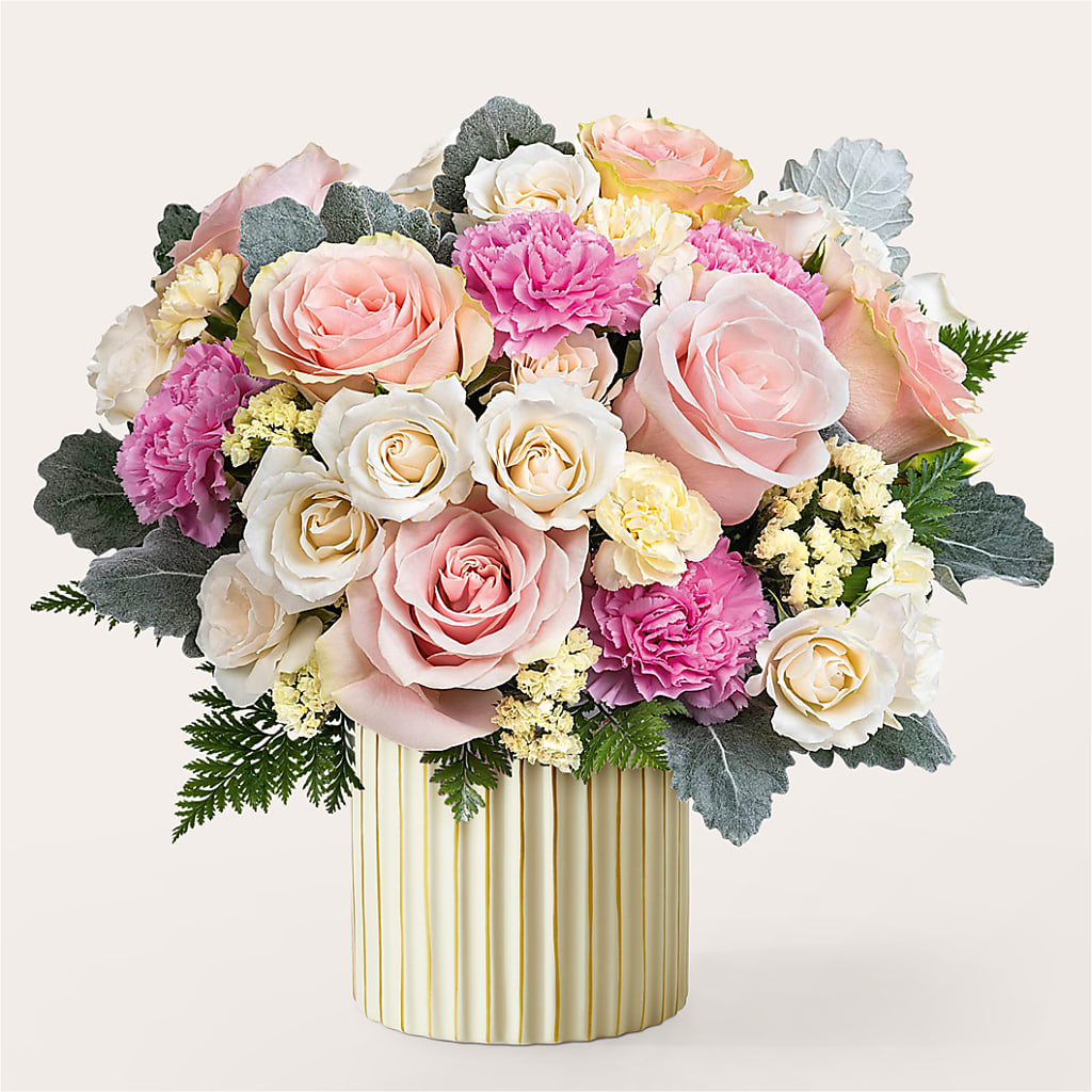 Blissful Moments Bouquet with Ivory Vase – Gibney-sims Flowers, Hannibal MO