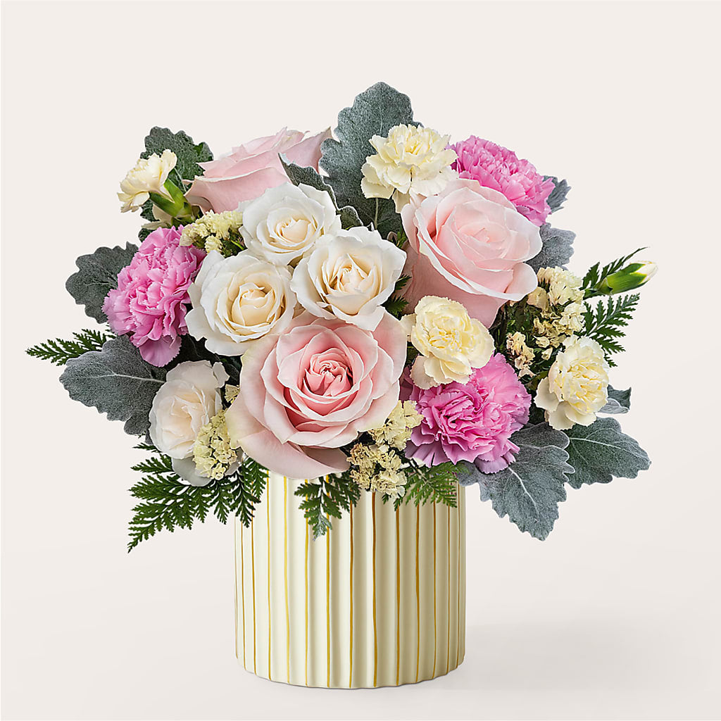 Blissful Moments Bouquet with Ivory Vase – Gibney-sims Flowers, Hannibal MO