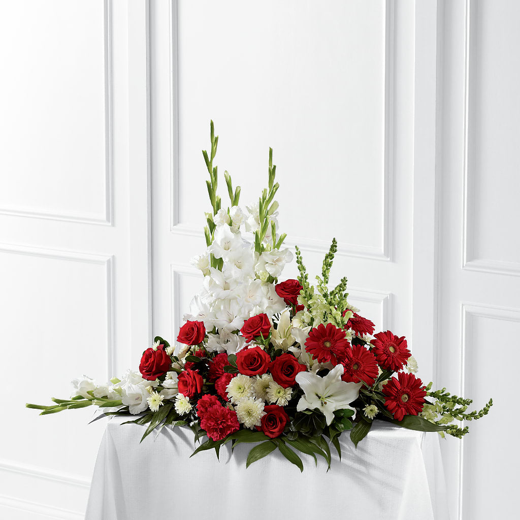 Crimson & White Arrangement – Gibney-sims Flowers, Hannibal MO
