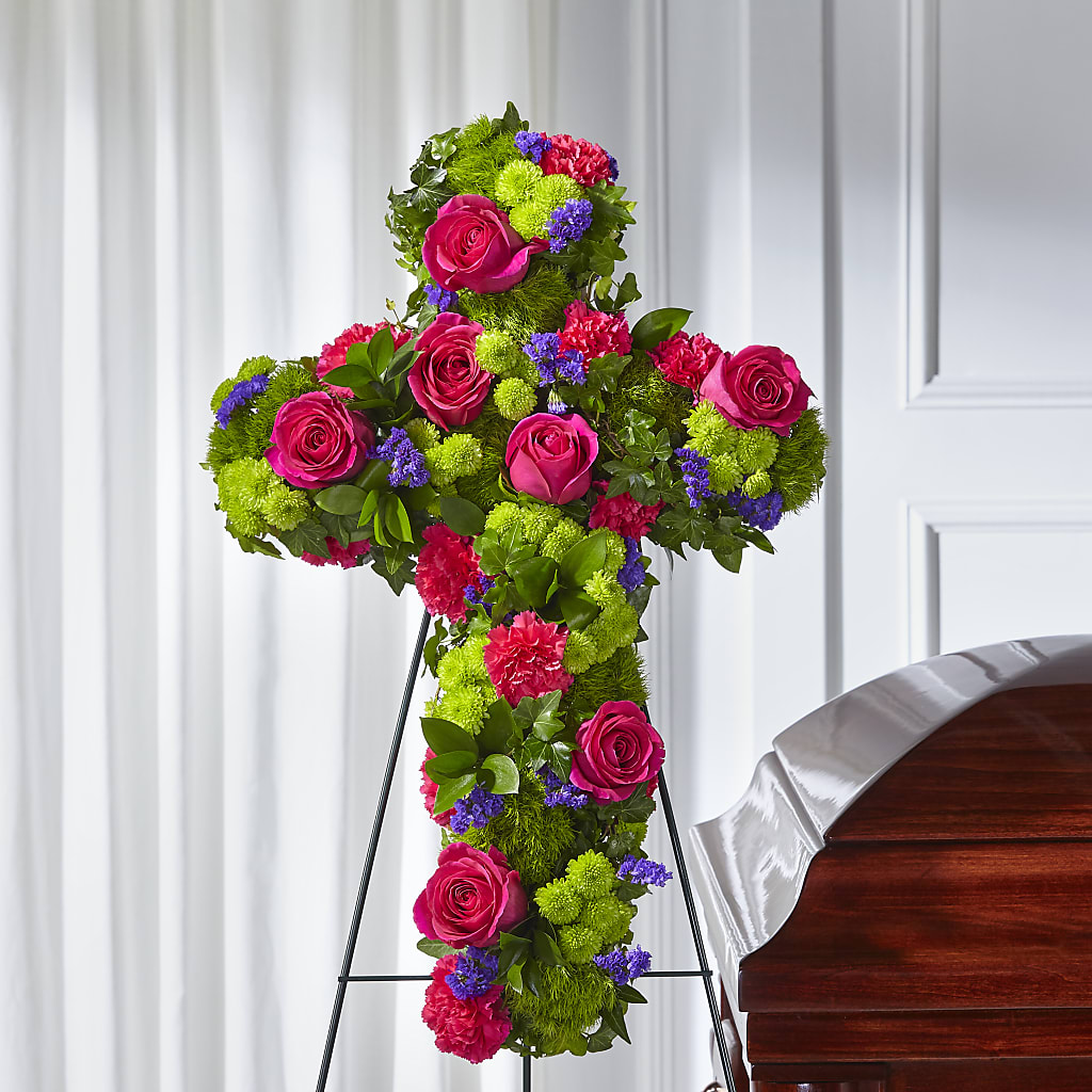 Tribute Rose Floral Cross – Gibney-sims Flowers, Hannibal MO