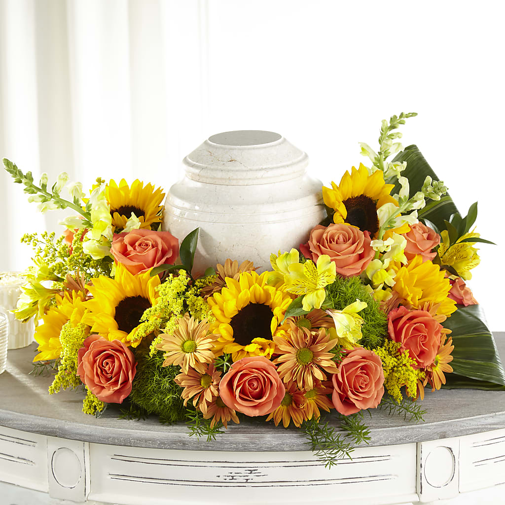 Faithful Sunflower Cremation Adornment – Gibney-sims Flowers, Hannibal MO