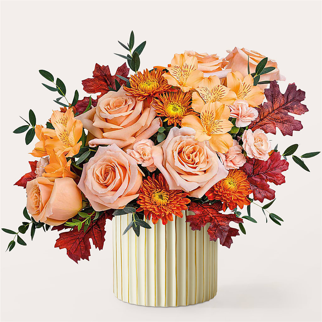 Spiced Latte Bouquet with Ivory Vase – Gibney-sims Flowers, Hannibal MO