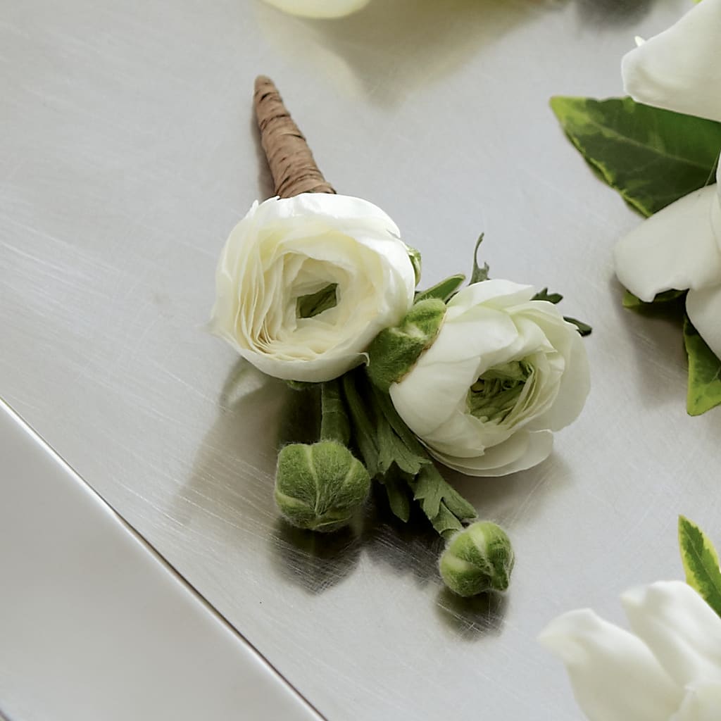 White Ranunculus Boutonniere – Gibney-sims Flowers, Hannibal MO