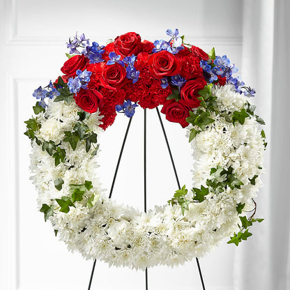 Patriotic Passion Wreath –  Gibney-sims Flowers, Hannibal MO