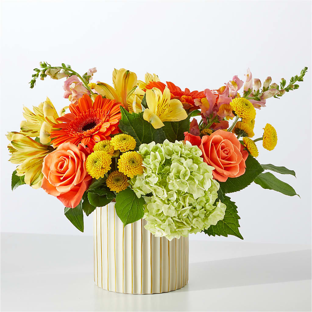 Autumn Sunshine Bouquet with Ivory Vase –  Gibney-sims Flowers, Hannibal MO