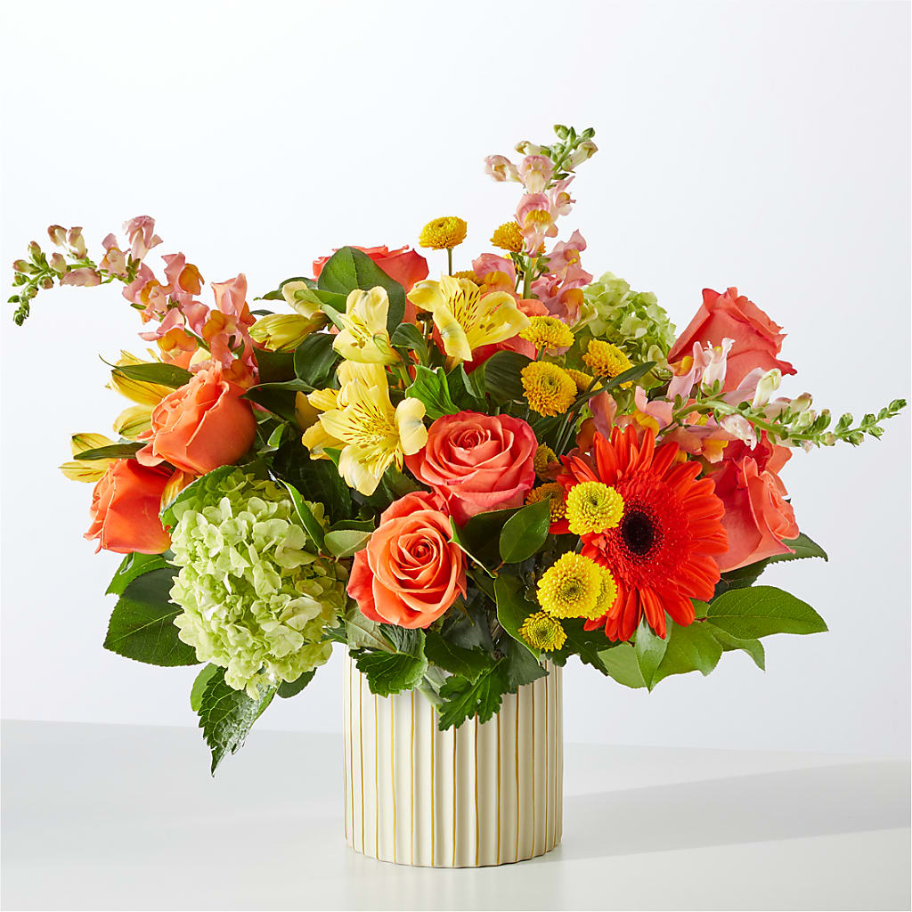 Autumn Sunshine Bouquet with Ivory Vase –  Gibney-sims Flowers, Hannibal MO