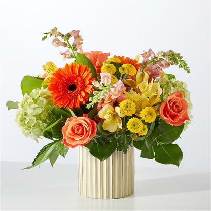 Autumn Sunshine Bouquet with Ivory Vase –  Gibney-sims Flowers, Hannibal MO