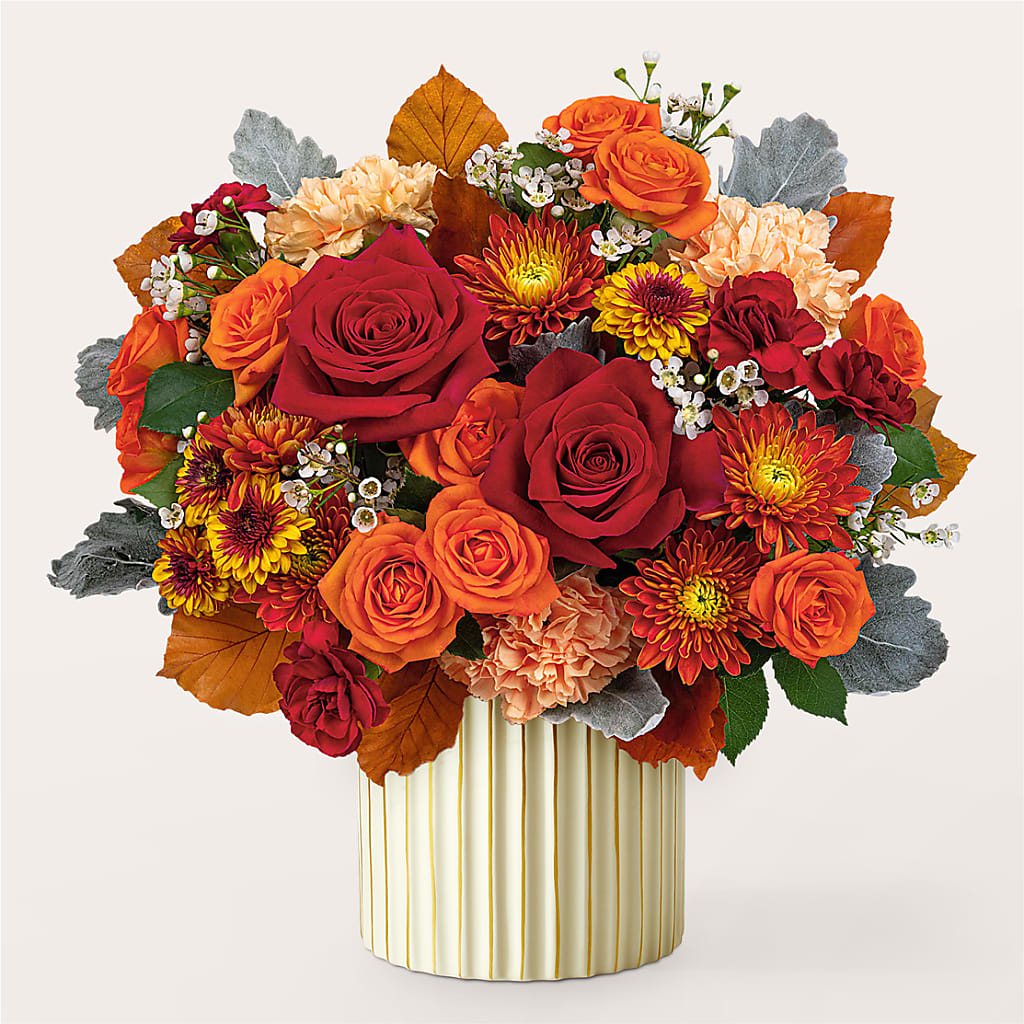 Merlot Bouquet with Ivory Vase –  Gibney-sims Flowers, Hannibal MO