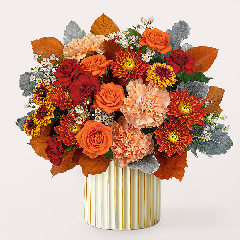 Merlot Bouquet with Ivory Vase –  Gibney-sims Flowers, Hannibal MO