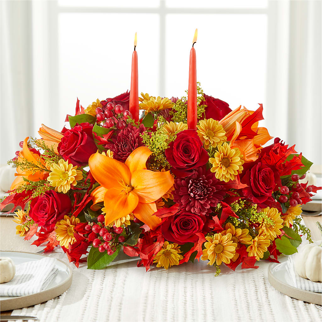 Autumn's Embrace Centerpiece –  Gibney-sims Flowers, Hannibal MO