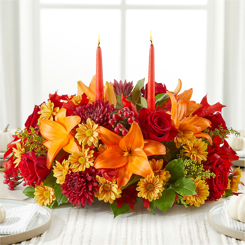 Autumn's Embrace Centerpiece –  Gibney-sims Flowers, Hannibal MO