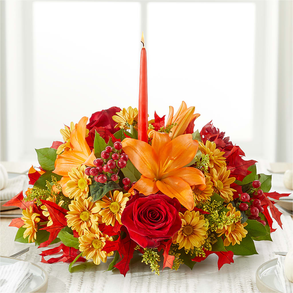 Autumn's Embrace Centerpiece –  Gibney-sims Flowers, Hannibal MO