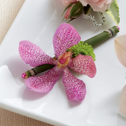 Pink Mokara Boutonniere –  Gibney-sims Flowers, Hannibal MO