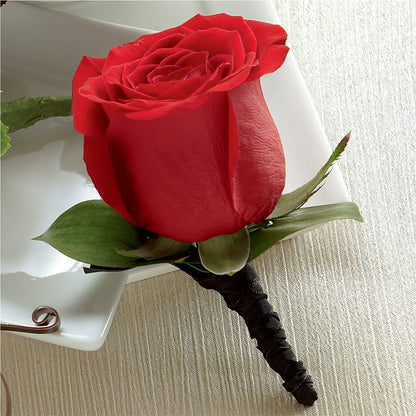 Red Rose Boutonniere –  Gibney-sims Flowers, Hannibal MO